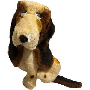 Rare Vintage La Mar Basset Hound Dog Flocked Plush Realistic Stuffed Animal HTF